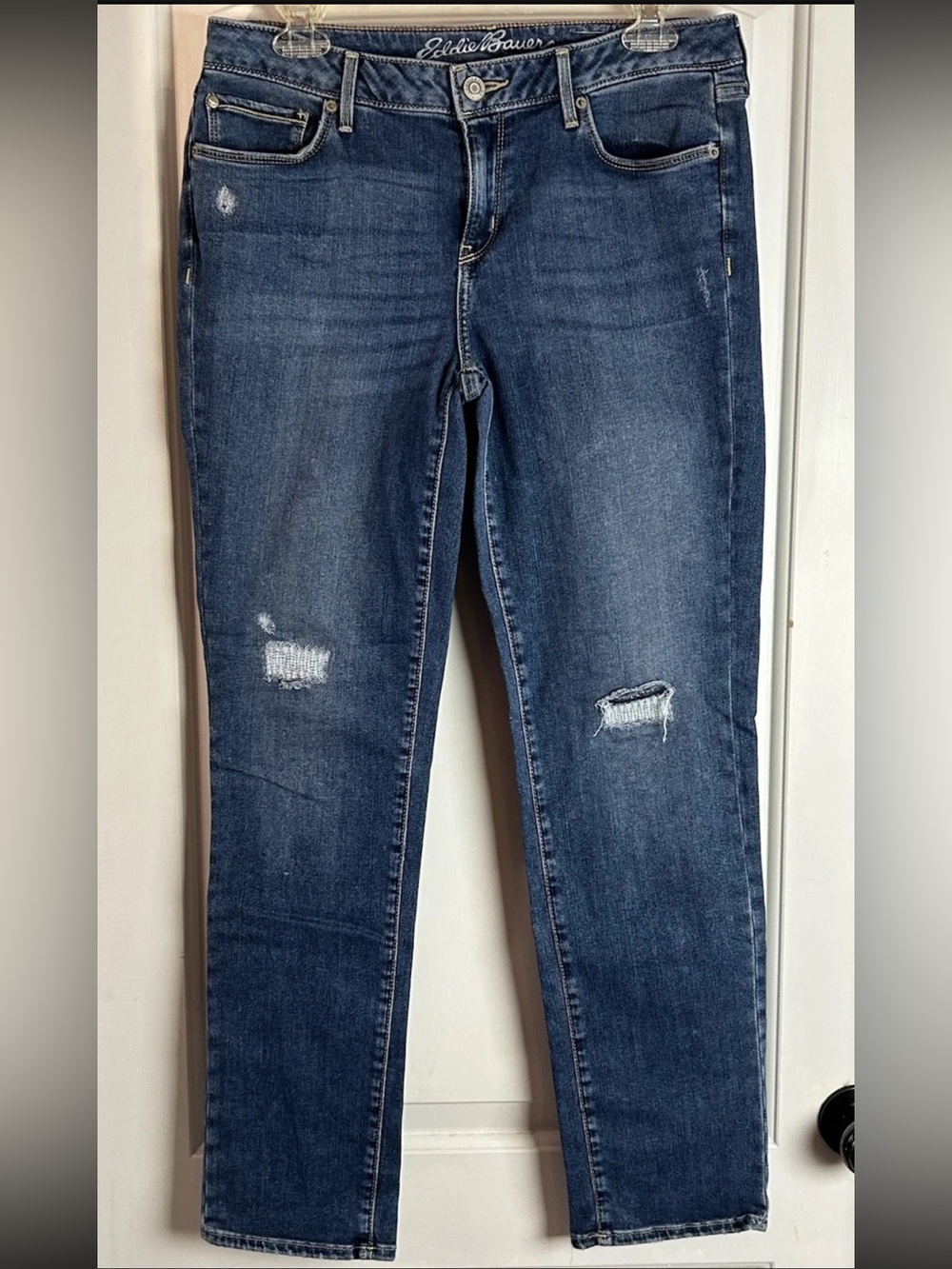 Eddie Bauer Slightly Curvy Slim Straight Jeans Blue Denim Stretch Women’s 10